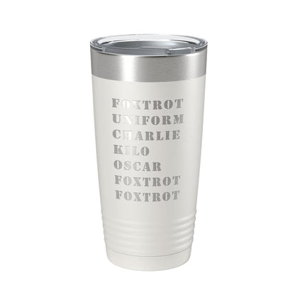 Funny Military Alphabet Tumbler Foxtrot Off Travel Mug Great Gift Idea For Military Veteran Tactical Novelty Insulated Laser Engraved NATO Phonetic Alphabet Coffee Cup 20 oz-7