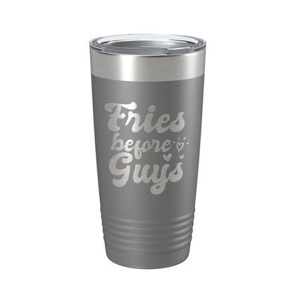 Fries Before Guys Tumbler Funny Galentine's Day Travel Mug Valentine's Single Insulated Laser Engraved Coffee Cup Retro 20 oz-16
