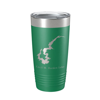Cecil M. Harden Lake Map Tumbler Travel Mug Insulated Laser Engraved Coffee Cup Indiana 20 oz-9