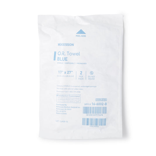 O.R. Towel McKesson 17 W X 27 L Inch Blue Sterile
