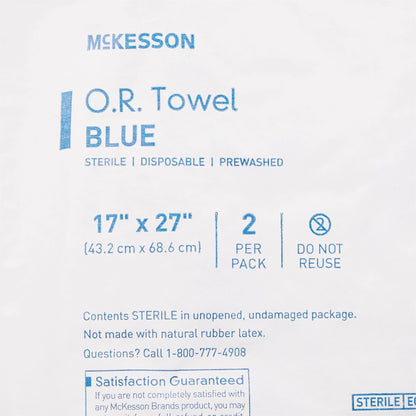O.R. Towel McKesson 17 W X 27 L Inch Blue Sterile