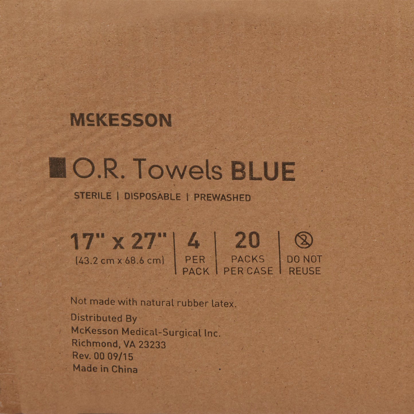 O.R. Towel McKesson 17 W X 27 L Inch Blue Sterile