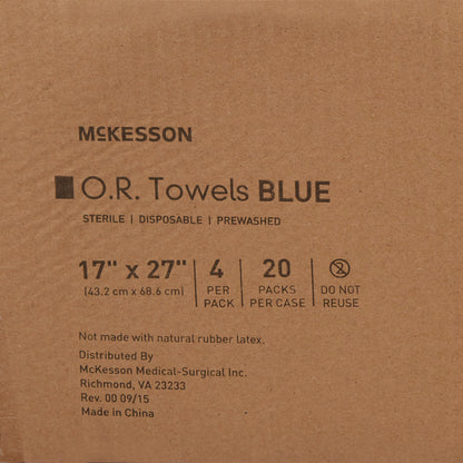 O.R. Towel McKesson 17 W X 27 L Inch Blue Sterile