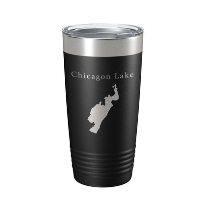 Chicagon Lake Map Tumbler Travel Mug Insulated Laser Engraved Coffee Cup Michigan 20 oz-0