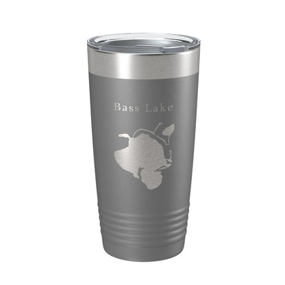 Bass Lake Map Tumbler Travel Mug Insulated Laser Engraved Coffee Cup Hamburg Township Huron River Chain of Lakes Michigan 20 oz-16