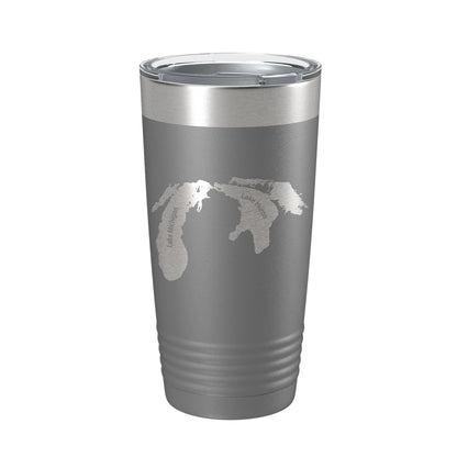 Lake Michigan-Huron Map Tumbler Travel Mug Insulated Laser Engraved Coffee Cup Illinois Wisconsin Indiana Michigan Ontario 20oz-16