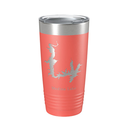 Medina Lake Map Tumbler Travel Mug Insulated Laser Engraved Coffee Cup Texas 20 oz-20
