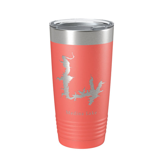 Medina Lake Map Tumbler Travel Mug Insulated Laser Engraved Coffee Cup Texas 20 oz-20