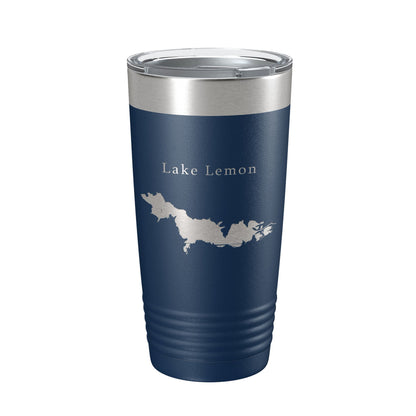 Lake Lemon Map Tumbler Travel Mug Insulated Laser Engraved Coffee Cup Indiana 20 oz-2