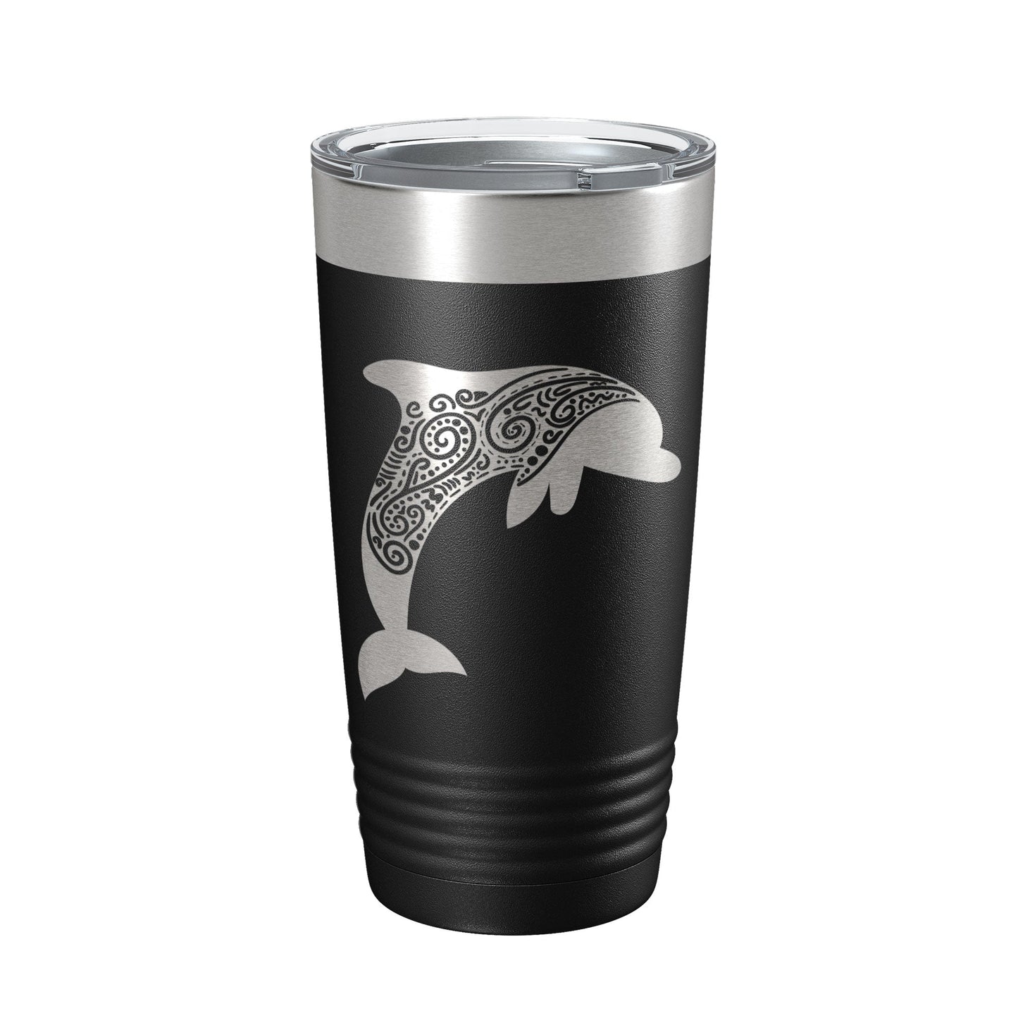 Dolphin Zentangle Tumbler Travel Mug Insulated Laser Engraved Coffee Cup Dolphin Mandala Gift Pattern Design 20 oz-5