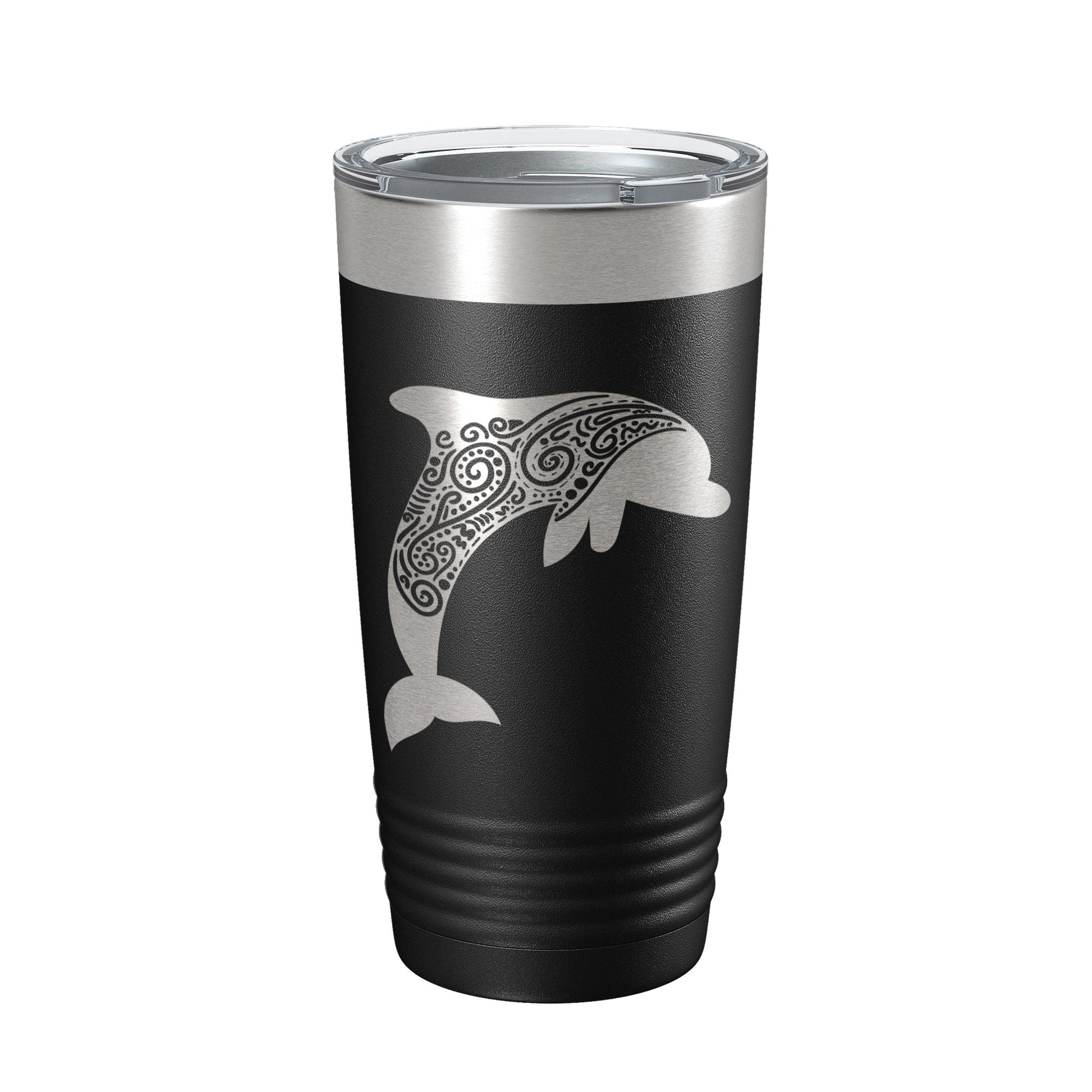 Dolphin Zentangle Tumbler Travel Mug Insulated Laser Engraved Coffee Cup Dolphin Mandala Gift Pattern Design 20 oz-5