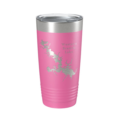 Western Branch Lake Reservoir Map Tumbler Travel Mug Insulated Laser Engraved Coffee Cup Suffolk Virginia 20 oz-11