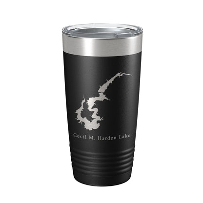 Cecil M. Harden Lake Map Tumbler Travel Mug Insulated Laser Engraved Coffee Cup Indiana 20 oz-5
