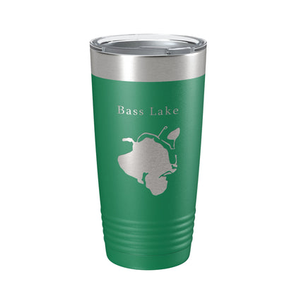 Bass Lake Map Tumbler Travel Mug Insulated Laser Engraved Coffee Cup Hamburg Township Huron River Chain of Lakes Michigan 20 oz-9