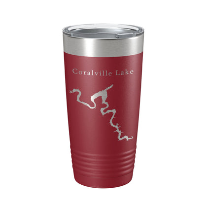 Coralville Lake Map Tumbler Travel Mug Insulated Laser Engraved Coffee Cup Iowa River 20 oz-18
