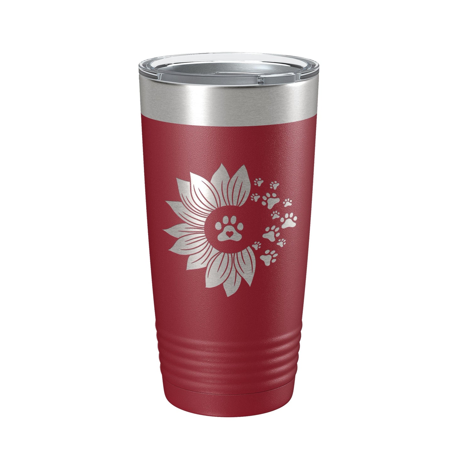 Sunflower With Dog Pawprints Tumbler Travel Mug Insulated Laser Engraved Coffee Cup Gift For Women Dog Lovers Sun Flower 20 oz-18