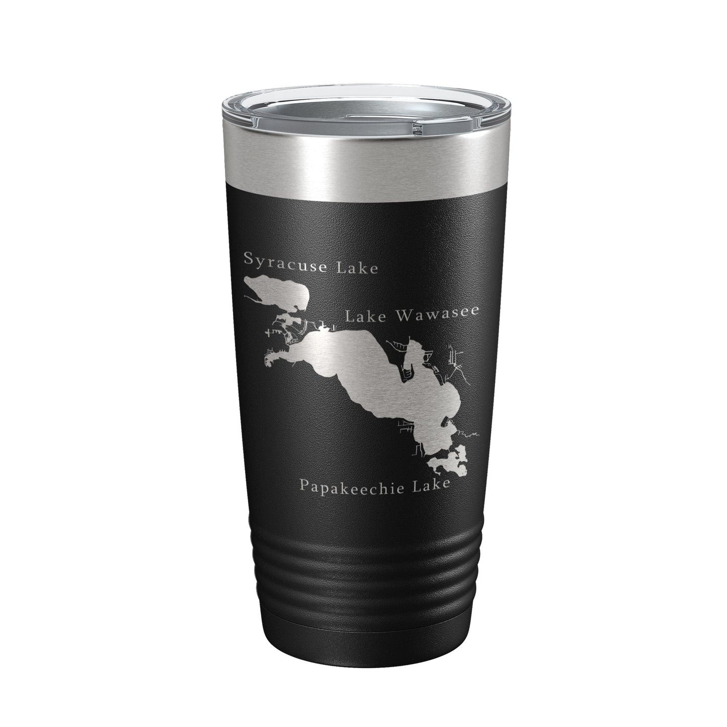 Lakes Wawasee Syracuse & Papakeechie Map Tumbler Travel Mug Insulated Laser Engraved Coffee Cup Indiana 20 oz-0