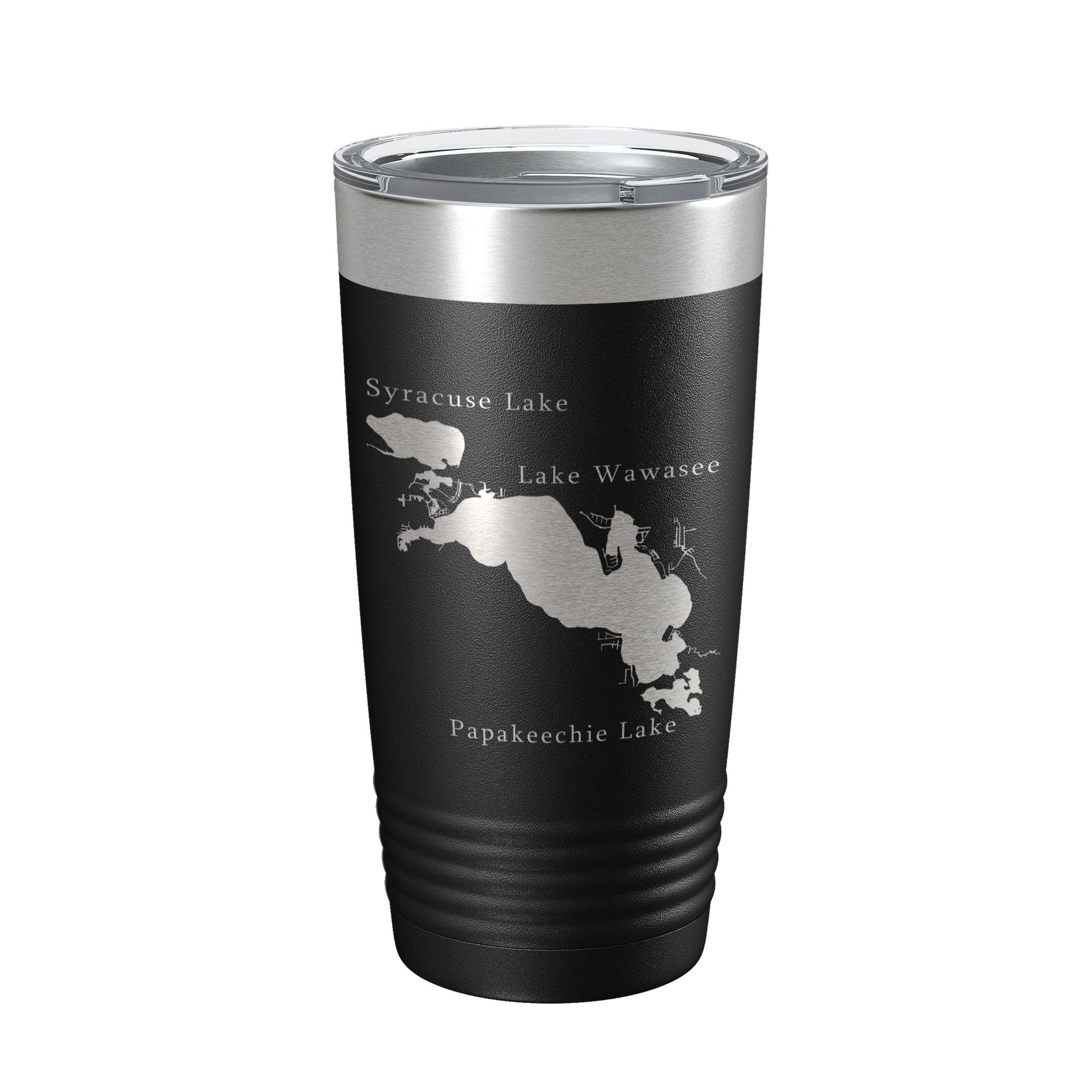 Lakes Wawasee Syracuse & Papakeechie Map Tumbler Travel Mug Insulated Laser Engraved Coffee Cup Indiana 20 oz-0