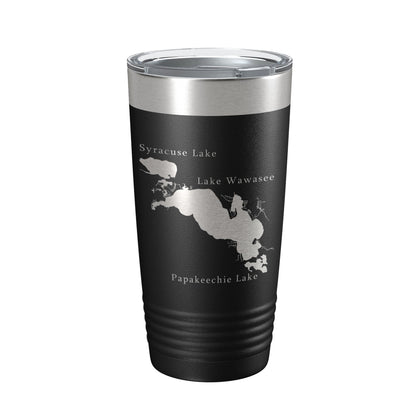 Lakes Wawasee Syracuse & Papakeechie Map Tumbler Travel Mug Insulated Laser Engraved Coffee Cup Indiana 20 oz-0
