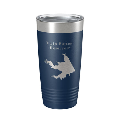 Twin Buttes Reservoir Tumbler Lake Map Travel Mug Insulated Laser Engraved Coffee Cup Texas 20 oz-8