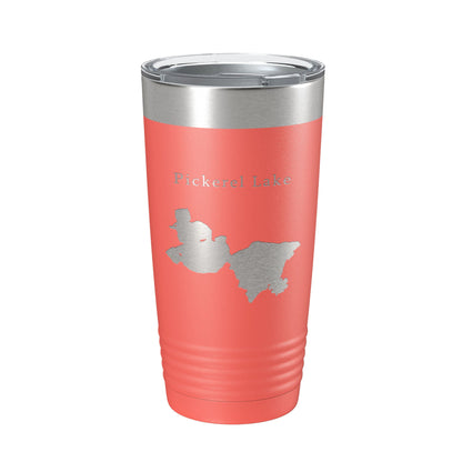 Pickerel Lake Map Tumbler Travel Mug Insulated Laser Engraved Coffee Cup Wisconsin 20 oz-20