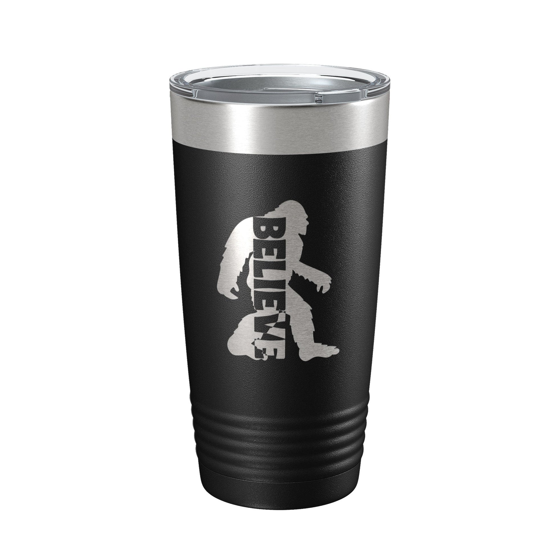 Bigfoot Tumbler I Believe Travel Mug Sasquatch Outdoorsman Camping Gift Insulated Laser Engraved Coffee Cup 20 oz-0