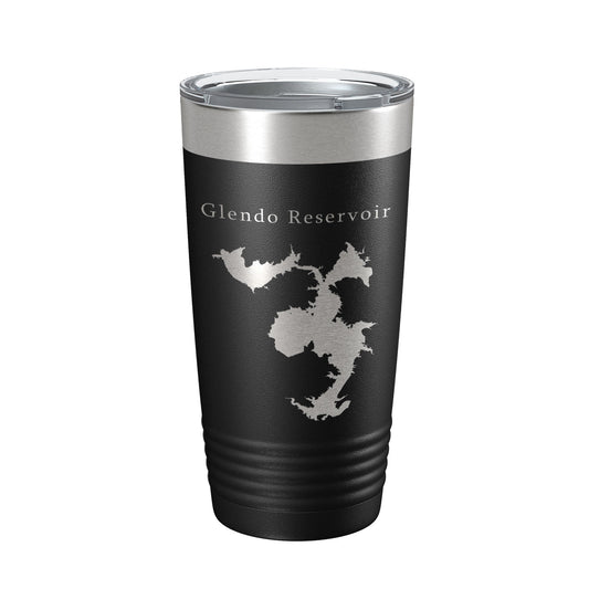 Glendo Reservoir Tumbler Lake Map Travel Mug Insulated Laser Engraved Coffee Cup Wyoming 20 oz-0