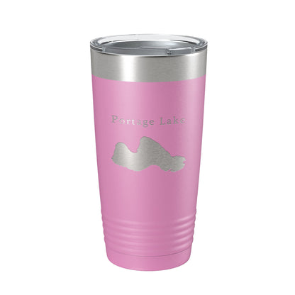 Portage Lake Map Tumbler Travel Mug Insulated Laser Engraved Coffee Cup Manistee County Michigan 20 oz-14