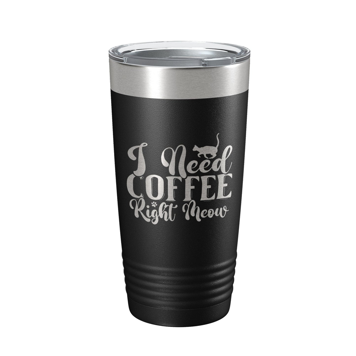 I Need Coffee Right Meow Tumbler Travel Mug Funny Cat Lover Gift Insulated Laser Engraved Coffee Cup 20 oz-0