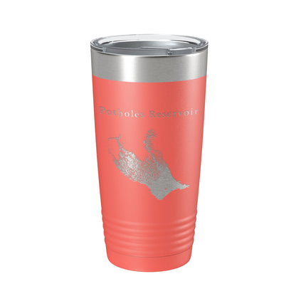 Potholes Reservoir Tumbler Lake Map Travel Mug Insulated Laser Engraved Coffee Cup Washington 20 oz-20