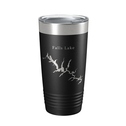 Falls Lake Map Tumbler Travel Mug Insulated Laser Engraved Coffee Cup Durham North Carolina 20 oz-0