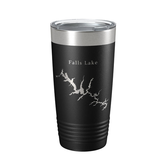Falls Lake Map Tumbler Travel Mug Insulated Laser Engraved Coffee Cup Durham North Carolina 20 oz-0