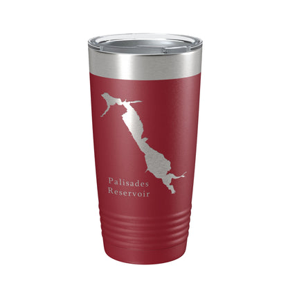 Palisades Reservoir Tumbler Lake Map Travel Mug Insulated Laser Engraved Coffee Cup Idaho Wyoming 20 oz-18