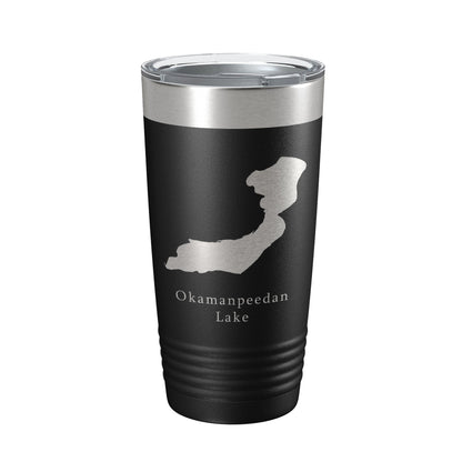Okamanpeedan Lake Map Tumbler Travel Mug Insulated Laser Engraved Coffee Cup Iowa Minnesota 20 oz-0