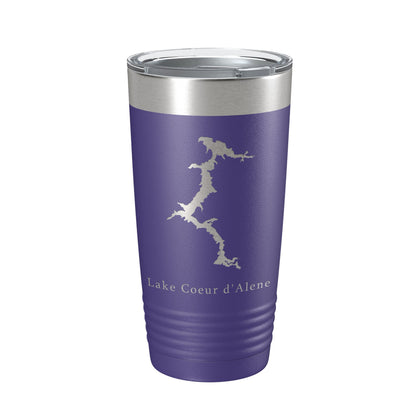 Lake Coeur d'Alene Map Tumbler Travel Mug Insulated Laser Engraved Coffee Cup Idaho 20 oz-15