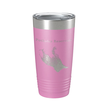 Potholes Reservoir Tumbler Lake Map Travel Mug Insulated Laser Engraved Coffee Cup Washington 20 oz-14