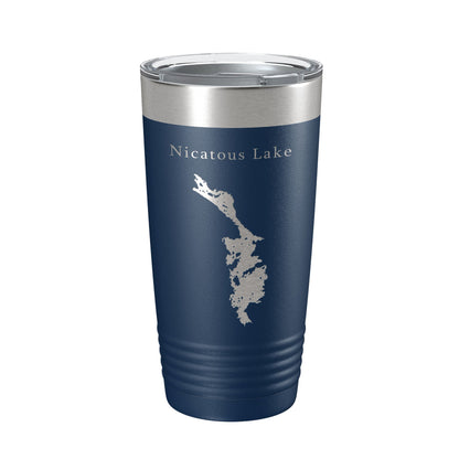 Nicatous Lake Map Tumbler Travel Mug Insulated Laser Engraved Coffee Cup Maine 20 oz-8