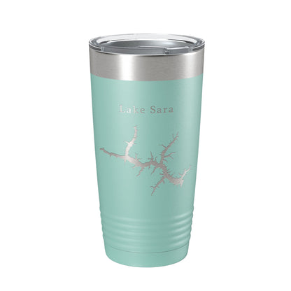 Lake Sara Map Tumbler Travel Mug Insulated Laser Engraved Coffee Cup Illinois 20 oz-12