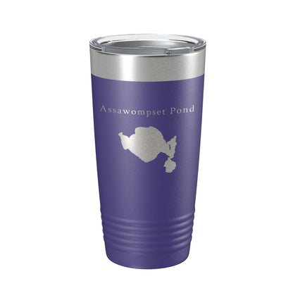Assawompset Pond Tumbler Lake Map Travel Mug Insulated Laser Engraved Coffee Cup Massachusetts 20 oz-15