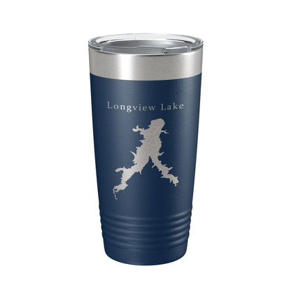 Longview Lake Map Tumbler Travel Mug Insulated Laser Engraved Coffee Cup Missouri 20 oz-2