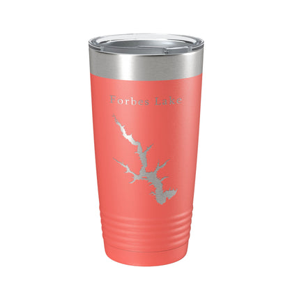 Forbes Lake Map Tumbler Travel Mug Insulated Laser Engraved Coffee Cup Illinois 20 oz-20