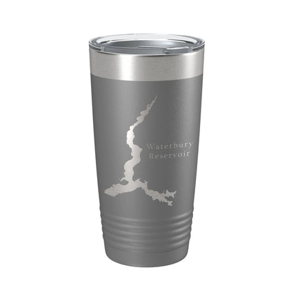Waterbury Reservoir Tumbler Lake Map Travel Mug Insulated Laser Engraved Coffee Cup Vermont 20 oz-16