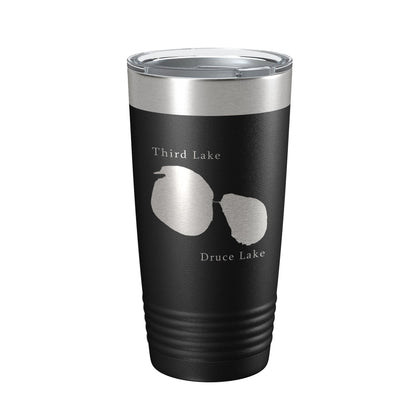 Third and Druce Lakes Map Tumbler Travel Mug Insulated Laser Engraved Coffee Cup Mill Creek Illinois 20 oz-5