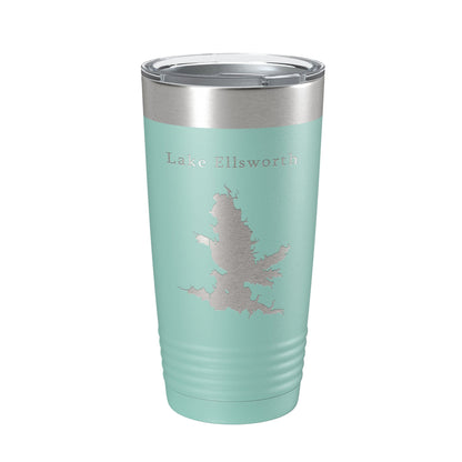 Lake Ellsworth Map Tumbler Travel Mug Insulated Laser Engraved Coffee Cup Oklahoma 20 oz-12