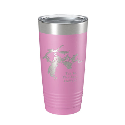 Turtle Flambeau Flowage Tumbler Lake Map Travel Mug Insulated Laser Engraved Coffee Cup Wisconsin 20 oz-14