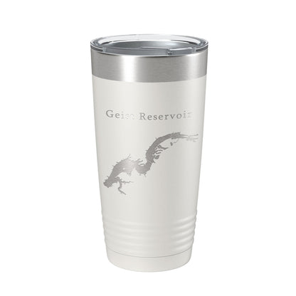 Geist Reservoir Tumbler Lake Map Travel Mug Insulated Laser Engraved Coffee Cup Indiana 20 oz-1