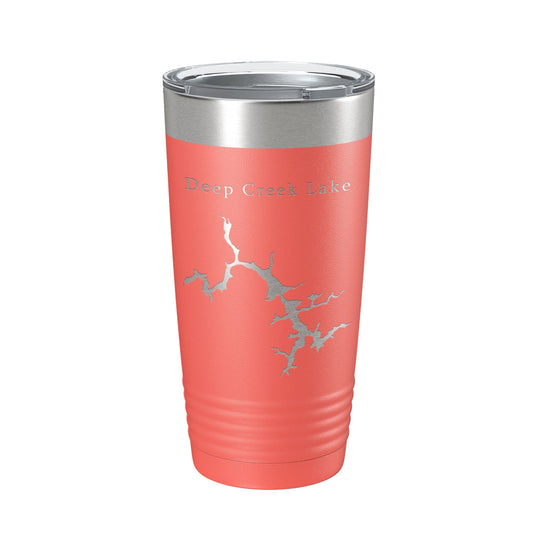 Deep Creek Lake Map Tumbler Travel Mug Insulated Laser Engraved Coffee Cup Maryland 20 oz-20