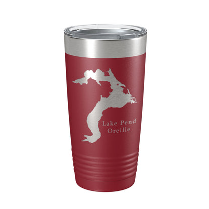 Lake Pend Oreille Map Tumbler Travel Mug Insulated Laser Engraved Coffee Cup Idaho 20 oz-18