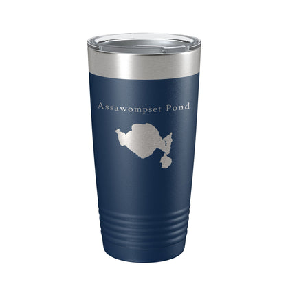 Assawompset Pond Tumbler Lake Map Travel Mug Insulated Laser Engraved Coffee Cup Massachusetts 20 oz-8