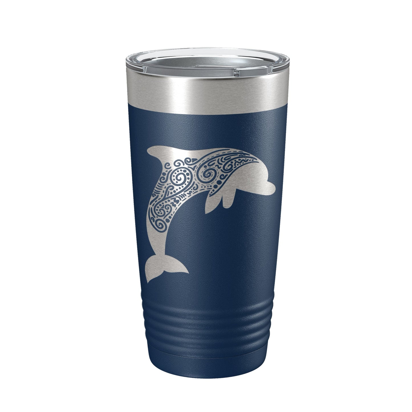 Dolphin Zentangle Tumbler Travel Mug Insulated Laser Engraved Coffee Cup Dolphin Mandala Gift Pattern Design 20 oz-8